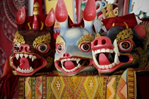 Images Dated 1st March 2011: Santa Fe, New Mexico, United States. International Folk Art Market. Folk masks from Bhutan