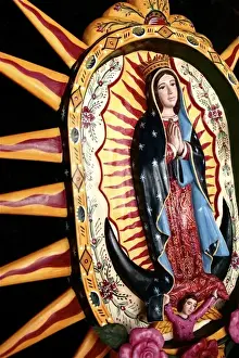 Guadalupe Prints: Santa Fe, New Mexico, USA. Local craft on display at Spanish Market