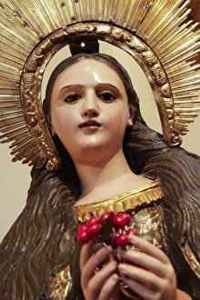 Guadalupe Prints: Santa Fe, New Mexico, USA. Statue of Guadalupe, Mexican 1700s