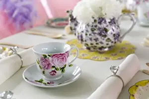 Festive Prints: Santa Fe, New Mexico, USA. Table setting for a tea party