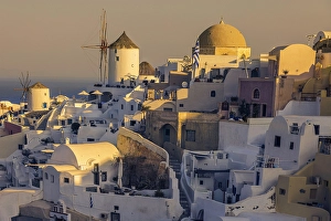 John Ford Prints: Santorini Windmills Sunrise, Greece