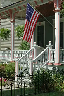 Images Dated 17th August 2005: Saratoga Springs, NY, USA, private home with inviting porch (Editorial Usage Only)