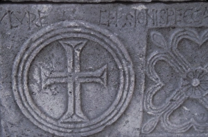 Sarcophagus Prints: Sarcophagus detail. Near Cathedral of St. Dominus. Diocletians Palace. Split Croatia