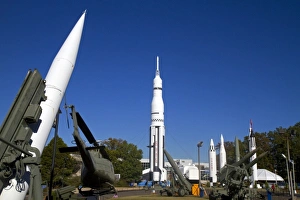 Science Prints: Saturn V mock-up and various rockets on display at the U. S. Space and Rocket Center