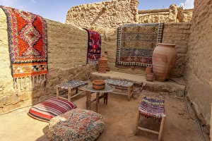 Pottery Prints: Saudi Arabia, Medina. Courtyard in old town Al-Ula. (Editorial Use Only)