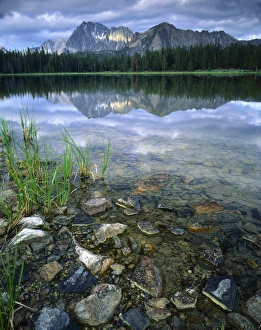 Reflect Prints: SAWTOOTH NATIONAL RECREATION AREA, IDAHO. USA. Stones along shore of Frog Lake. Castle
