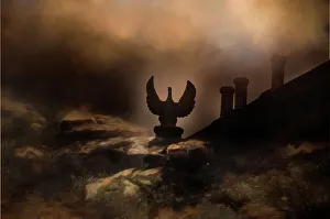 Halloween Prints: Scary gargoyle sits on the roof of Westport House in County Mayo