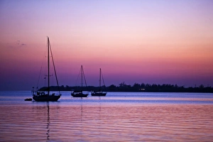 Images Dated 18th March 2009: A scenic of sail boats in the bay at Utila in Honduras