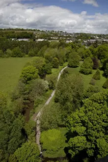 Blarney Castle Prints: Scenic view from the Blarney Castle top of the River Martin and the green lush grounds