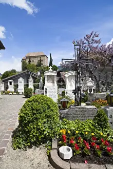 Images Dated 17th May 2010: Schenna (Scena) near Meran (Merano) with parish church Maria Aufnahme