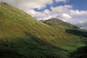 Scot Land Prints: Scotland, Aberdeen, Argyll, Tullich. Late day sun on road through Glen Aray