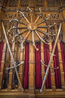 Jim Zuckerman Prints: Scotland, Edinburgh. Edinburgh Castle interior room military decorations
