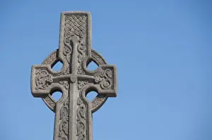 Scot Land Prints: Scotland, Edinburgh. Traditional stone Celtic cross