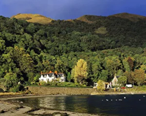 Wester Ross Prints: Scotland, Highland, Wester Ross, Onich. Afternoon sun highlights the buildings