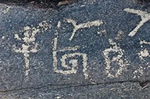 Scottsdale, Arizona. Native petroglyphs at Taliesin West, Frank Lloyd Wrights winter home