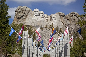 American Culture Prints: SD, Mount Rushmore National Memorial, (Gutzon Borglum sculptor), Avenue of Flags