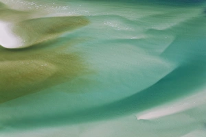 Turquoise Prints: Sea & fresh water covering beach, Hill inlet, Whitsunday Islands, Queensland, Australia