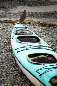 Danita Delimont New Images May 2025 Prints: Sea kayak on the shore of Bowman Bay, Deception Pass State Park, Washington State, USA