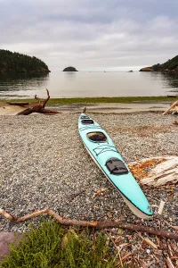Danita Delimont New Images May 2025 Prints: Sea kayak on the shore of Bowman Bay, Deception Pass State Park, Washington State, USA