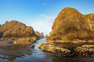 Sea Stack Prints: Sea stacks on the Pacific coast on Bandon Beach at Bandon, Oregon, USA