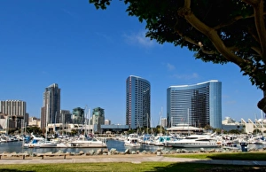 Images Dated 2027 June: Seaport Village Marina in San Diego Bay, California. Boats and ships at pier