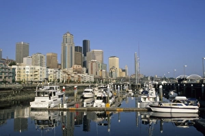 Anchor Prints: Seattle skyline viewed from Elliot Bay Marina, Seattle, Washington