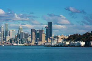 Danita Delimont New Images May 2025 Prints: Seattle skyline and West Seattle from Puget Sound, Washington State, USA