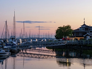 Prints of Seattle, Washington State. Shilshole Bay marina in the sunset Images Dated 2024 September: Seattle, Washington State. Shilshole Bay marina in the sunset