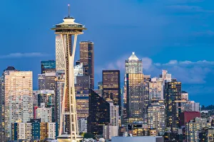 Images Dated 9th September 2021: Seattle, Washington State, USA. Downtown Seattle at sunset on a summer day