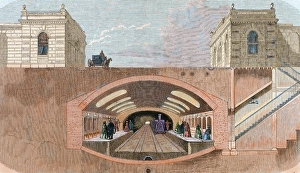 Railroad Prints: Section of a London Underground station. England