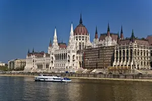 River Cruise Prints: Seeing the sites of Budapest Hungary from the Danube River as the ship departs Budapest