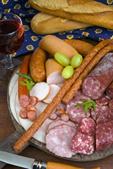 Roll Prints: Selection of french meat and sausages, France, French cooking