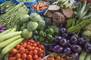 Nepal Prints: Selling vegetable at the market, Kathmandu, Nepal
