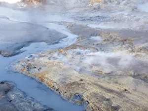 Geothermal Prints: Seltun Geothermal near Krysuvik volcano on Reykjanes peninsula during winter