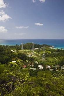 Seychelles Prints: Seychelles, Mahe Island, Anse Boileau, communications towers