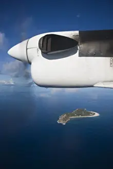 Praslin Island Prints: Seychelles, Praslin Island, Indian Ocean from propeller-driven airliner