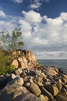 Praslin Island Prints: Seychelles, Praslin Island, Petite Anse Kerlan beach rocks