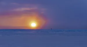 Greenland Collection: Ships in the sea ice of the frozen Disko Bay during winter, West Greenland, Denmark