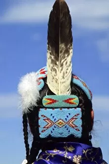 Shoshone Bannock Native American Indian wearing traditional beadwork at a festival in Boise, Idaho