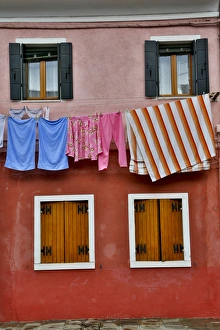 Laundry Prints: Shuttered windowsand hanging to dry laundry Burano, Italy