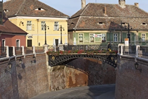 Sibiu Prints: Sibiu, Hermannstadt in Transylvania, Liarss bridge close to Piata Mica Europe