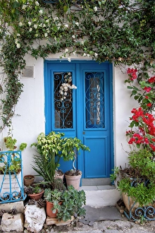 Tunisia Prints: Sidi Bou Said, Tunisia, Africa. A picturesque doorway in town