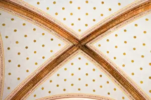 Inti St Clair Prints: Sienna, Tuscany, Italy - Low angle view of ceiling detail in the shape of an x