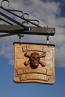 Tavern Prints: Sign on The Drunken Admiral Pub, Hunter Street, Victoria Dock, Hobart, Tasmania