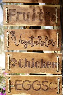 Images Dated 6th August 2021: Sign for farm produce. Cabo San Lucas, Mexico