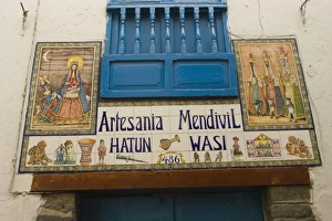 Images Dated 15th May 2005: Sign for handicraft shop, Cuzco, Peru