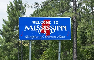 Images Dated 2029: Sign for Welcome to Mississippi Birthplace of American Music