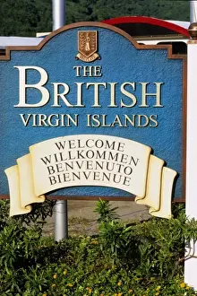 Sign welcomes tourtist to beautiful British Virgin Islands at Tortola