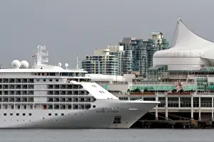 Ship Prints: Silversea Silver Shadow cruise ship docked at Port Vancouver in British Columbia, Canada