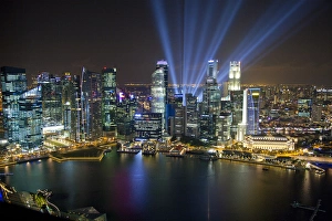 Images Dated 29th July 2011: Singapore. Downtown overview at night